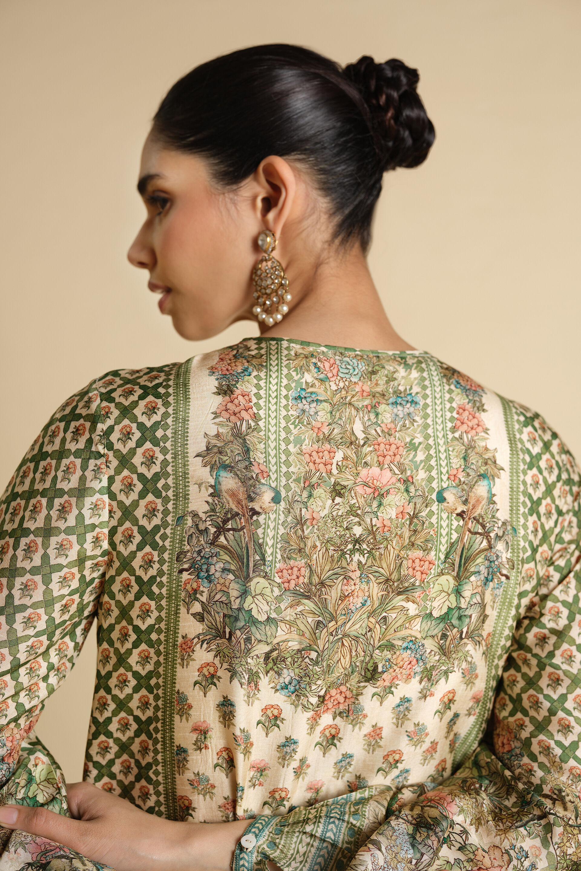 Rhiannon Gota Patti Silk Kaftan - Ivory, Ivory, image 6